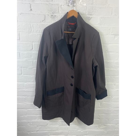 Nina Mclemore Men's Button-Up Coat Jacket Cotton Long Sleeve Brown Black Size XL - Picture 1 of 4
